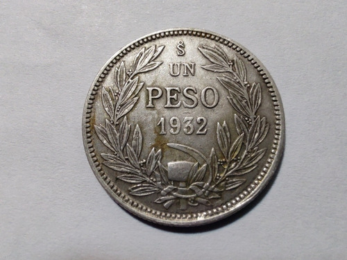 Moneda Chile 1 Peso 1932 Plata 0.4 (x1641