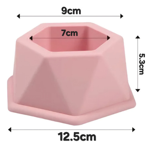 Molde De Silicona Maceta Hexagonal Grande Yeso Cemento Rosa