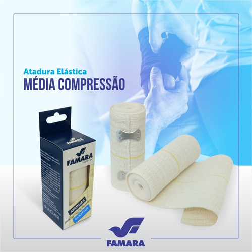 Imagem 2 de 2 de Atadura Elástica Média Compressão 10cm X 1,30m Branca Famara