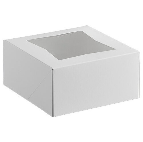 Caja De Torta Blanca Con Visor 15 X 15 X 6.5 (12 Und)