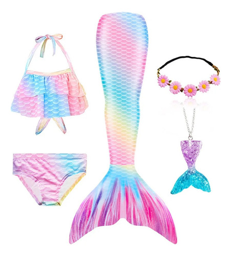 Disfraz De Cosplay De Cola De Sirena Para Niñas De Ariel
