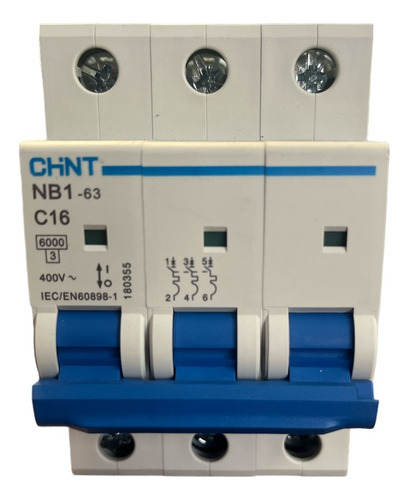 Breaker Termomagnético Riel 3x16a Icc:6ka Chint