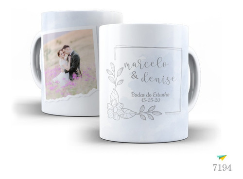 Kit Com Duas Canecas Bodas De Estanho Com Foto Modelo 6