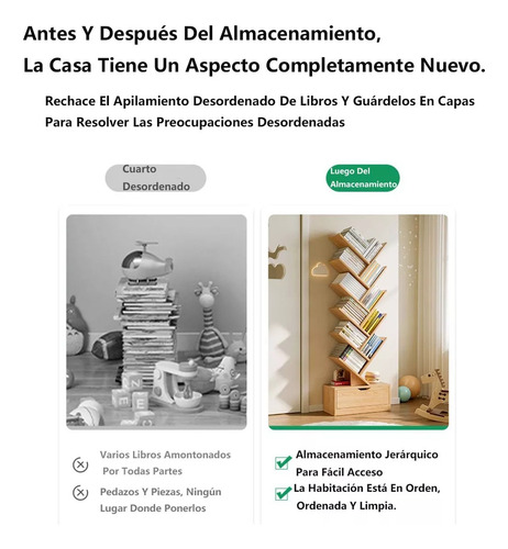 Estante Librero Vertical, Biblioteca Con 1 Cajones Y 14 Capa