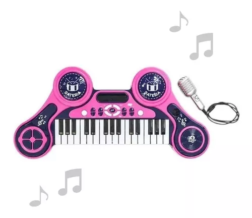 Piano teclado infantil sons eletronico 32 teclas 12 musicas