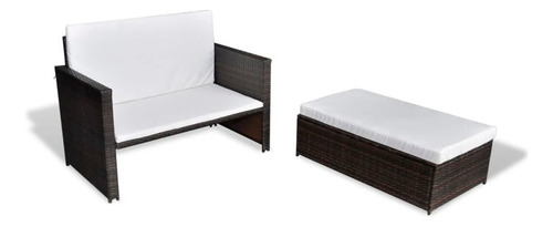 Sofá De Jardín Poly Rattan Marrón