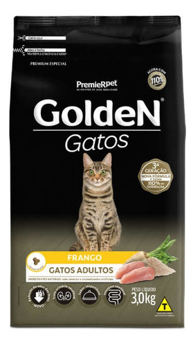 Ração Para Gatos Adultos Golden Frango 3kg