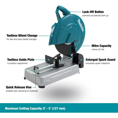 Makita Lw1400 Sierra De Corte De 14 Con Cambio De Rueda Sin