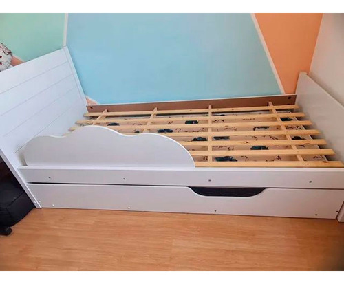 Cama Infantil Com Proteção E Cama Auxiliar 100% Mdf Caixotin Cimol