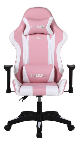 Silla Gamer Ergonomica Rosa y Blanca Hemmel Reclinable 150kg Para Pc Escritorio Altura Ajustable