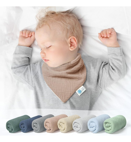 Set De 8pcs Para Niño Y Niña Baberos De Algodón Impermeable 8pcs Multicolor