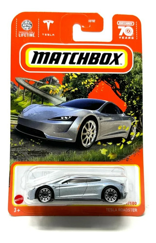 Carro Colección Matchbox Tesla Roadster Gris Auto Mattel 