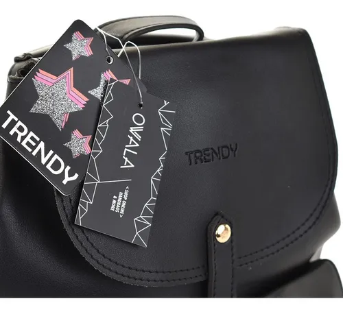 Mochila Cartera Simil Cuero Trendy Urbana Mujer Bolsillos