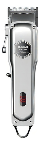 Aparador Pelos Profissional Kemei Sem Fio Barbeiro Km-1998 Cor Prata Voltagem 110v/220v