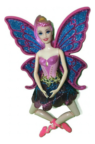 Boneca Com Asas Articulada Bailarina Fada 30cm Linda + Pente
