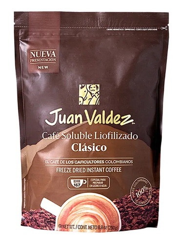 Café Liofilizado Juan Valdez 250gr Clásico Doypack