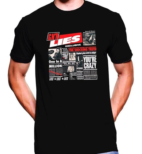Camiseta Premium Dtg Rock Estampada Guns And Roses Lies