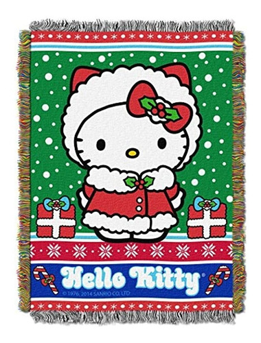 Sanrio Hello Kitty,  Snow Kitty  Manta Tejida Tipo Tapiz, 48