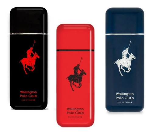 3x Wellington Polo Club Black Blue Red Perfume 90ml Financia