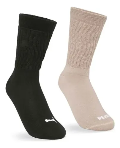 Kit 2 Pares Meia Puma Feminina Cano Médio Aeróbica Original Preto-rosa Liso 34 - 39
