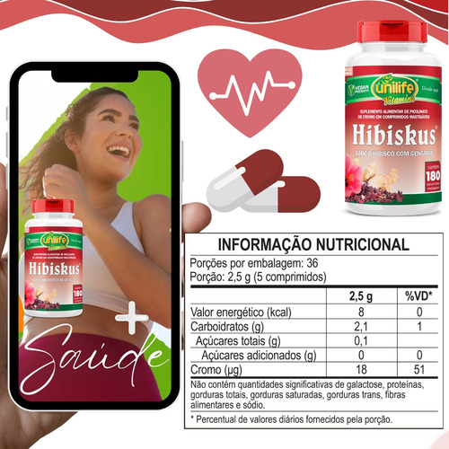 Hibisco Com Gengibre E Picolinato Kit Com 4 180 Comprimidos