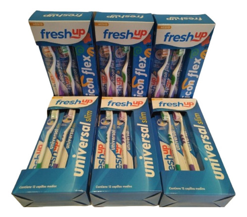 Cepillo Dental Freshup Mediano.  6 Display (72 Unid)