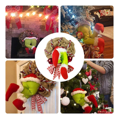 Guirnalda De Peluche Grinch Christmas Door Decoration