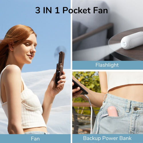 .. Ventilador Portátil Recargable Usb Jisulife Con Linterna