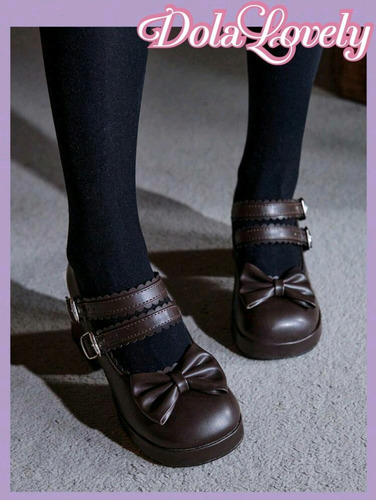 Zapatos Plataformas Mujer Marron Mary Janes Kawaii Coquette