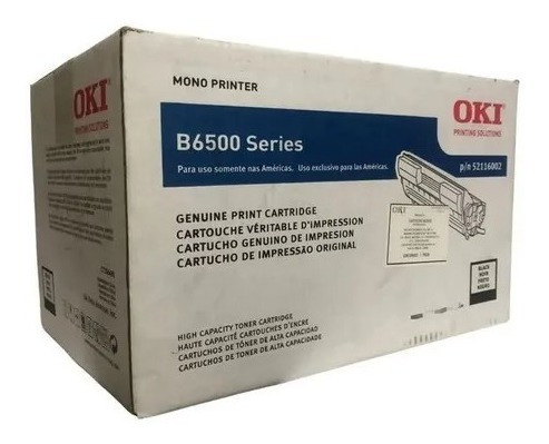 Toner Original Oki B6500 P/n 52116002 Para 22,000 Páginas