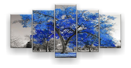 Quadro Decorativo Árvore Grande Azul 129x61