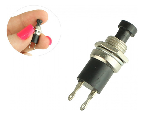 Pct 10 Chave Push Botão Pt Na On Off 2t Liga Desliga 21x08mm