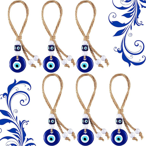 6 Piezas Azul Turco Mal De Ojo Amuletos Colgantes Artesanía 