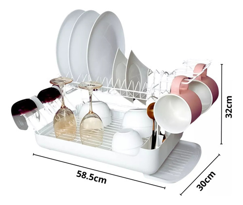 Escurridor De Platos 2 Niveles Con Soporte Para Copas Pinpin