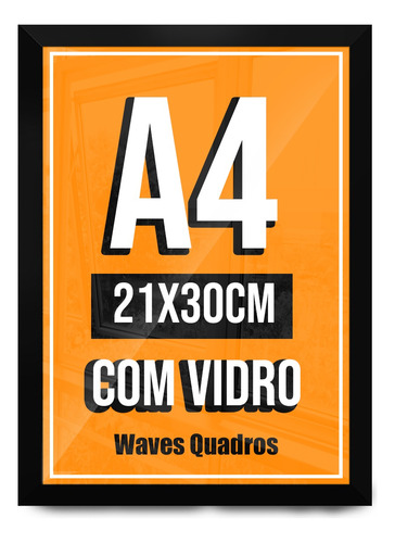 Moldura Quadro A4  Com Vidro Certificado Diploma Foto 21x30