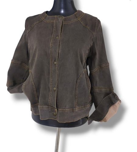 Chaqueta Mezclilla Color Chocolate, Talla L 