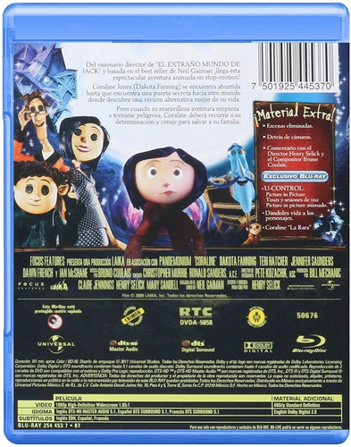 Imagen 2 de 3 de Coraline Y La Puerta Secreta | Blu Ray Película Nuevo