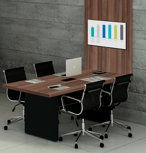 Imagem 2 de 6 de Mesa De Reunião Com Caixa De Tomada L1.60x P90 + Painel Tv
