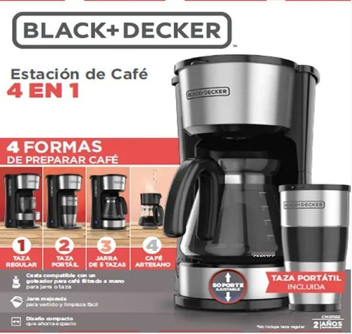 Cafetera termica programable Black \u0026 Decker CM1609 de 8 tazas en acero  inoxidable y negro - Simaro.co