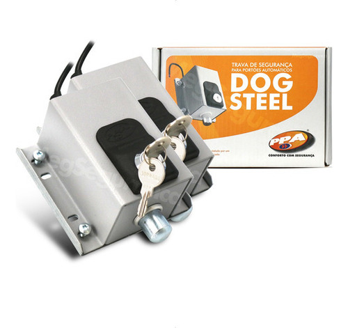 Kit 2 Trava Eletromagnética Dog Steel Ppa Portão Eletrônico Cor Cinza 110v