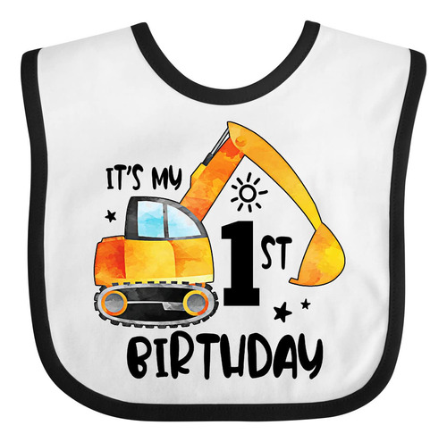 Inktastic Construction Truck It's My 1st Birthday Babero Par