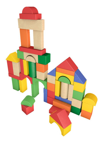 50x Bloques De Construcción De Madera Juguetes Para Niños
