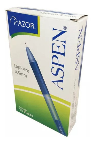 12pzas Lapicero Aspen Colores Surtidos Azor 6470 /v Color de la tinta Azul Color del exterior Transparente