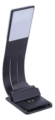 Lámpara de lectura LED con clip para libros, estructura recargable por USB, color negro