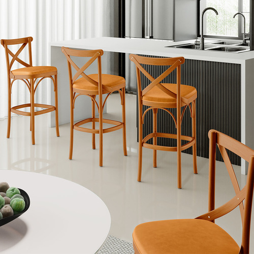 Banqueta Alta Cozinha Sala Jantar Estofada Ávila Cour Whisky