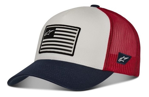 Boné Alpinestars Flag Snapback Bandeira Azul Vermelho Branco