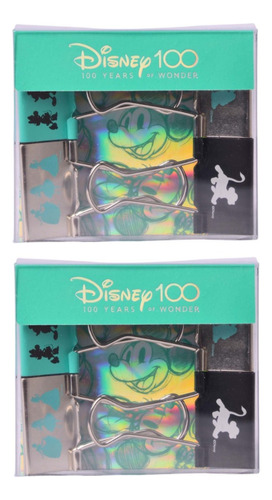 8 Aprieta Papel Binder Clips Disney 100 Años Mooving 32mm