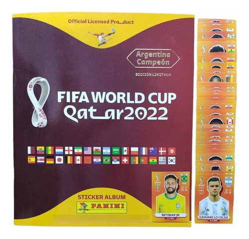 Album Figuritas Qatar 2022/ 100 A Pegar + 1 Arg +1 Escudo