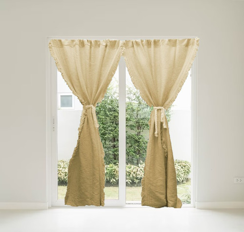 Cortinas Largas De Tela Rustica Country Para Barral