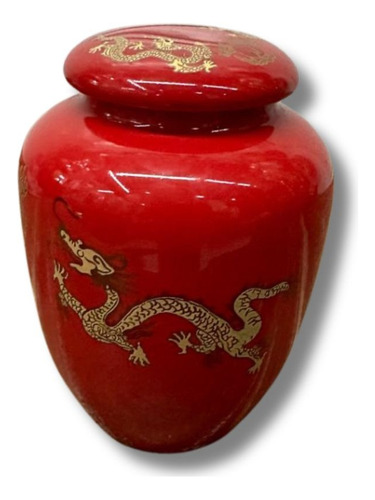 Potiche Dragão Chinês Vaso Decorativo Tampa Oriental Ceramic